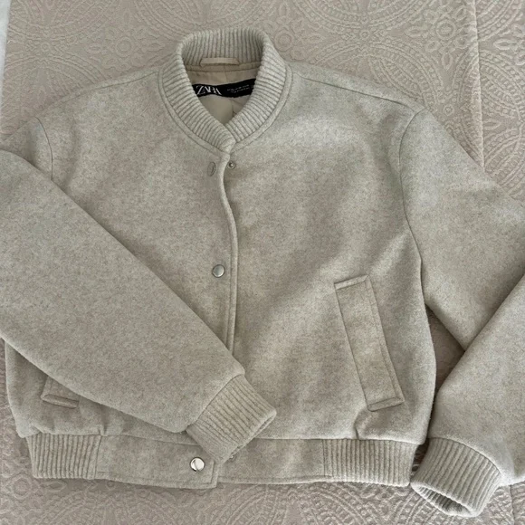 Women’s Wool Bomber Jacket Zara Size XS - Picture 1 of 4